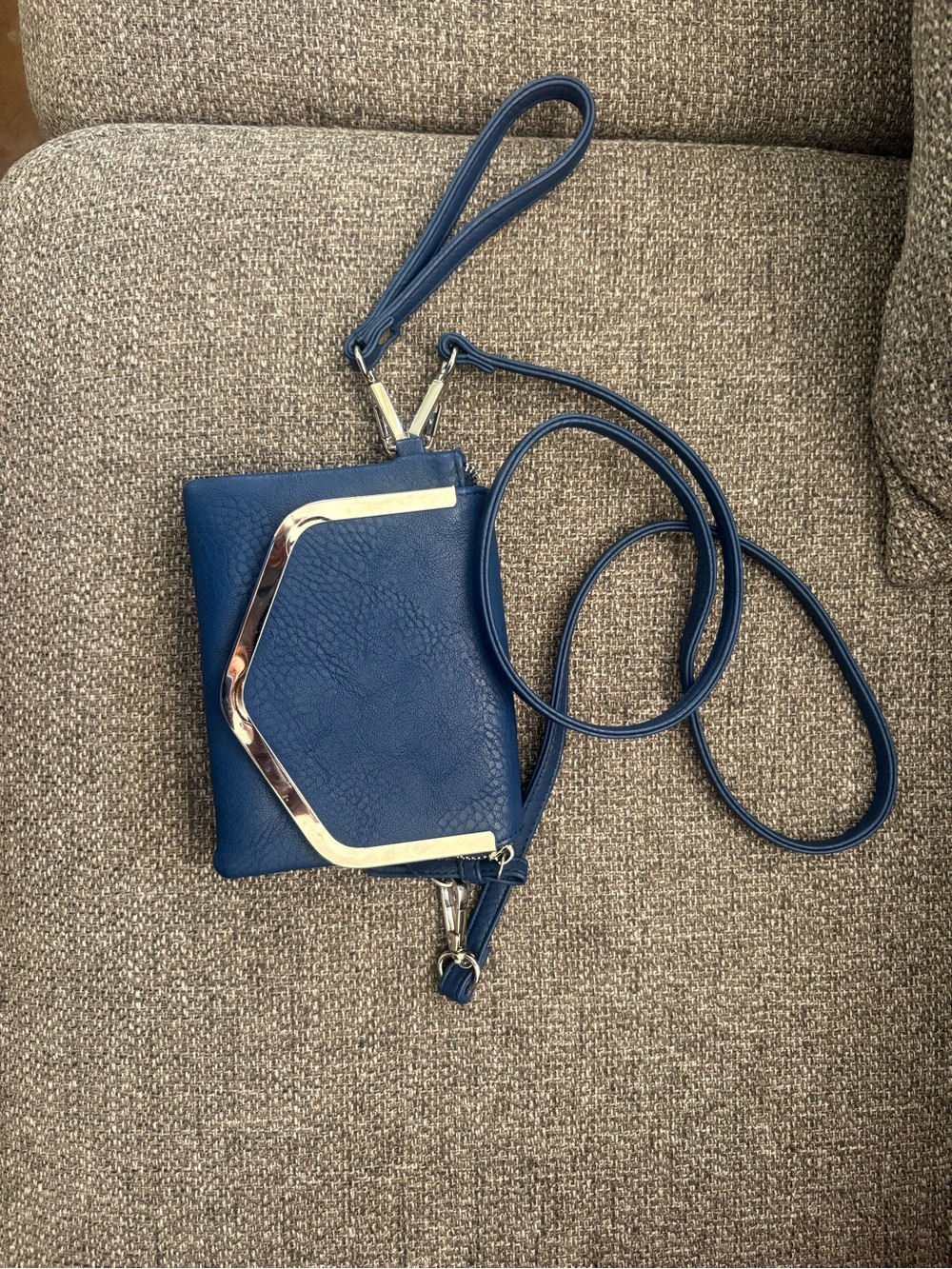 Charming Charlie Navy Crossbody Bag with Gold Accent